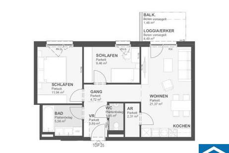 Modernes Investment nahe der Alten Donau: "Bonsai", Wohnung-kauf, 235.900,€, 1220 Wien 22., Donaustadt