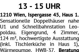 Sensationelle Doppelhäuser nahe U1 und Schnellbahnstation Leopoldau. Eigengrund, 4 Zimmer, 124 m&sup, Haus-kauf, 1210 Wien 21., Floridsdorf