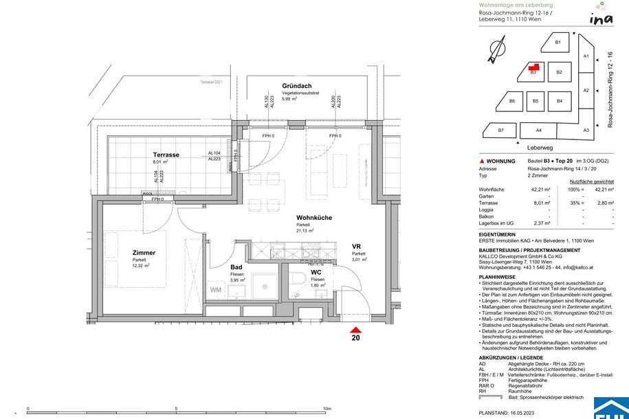 Tolle 2-Zimmerwohnung mit Terrasse, Wohnung-miete, 800,09,€, 1110 Wien 22., Donaustadt