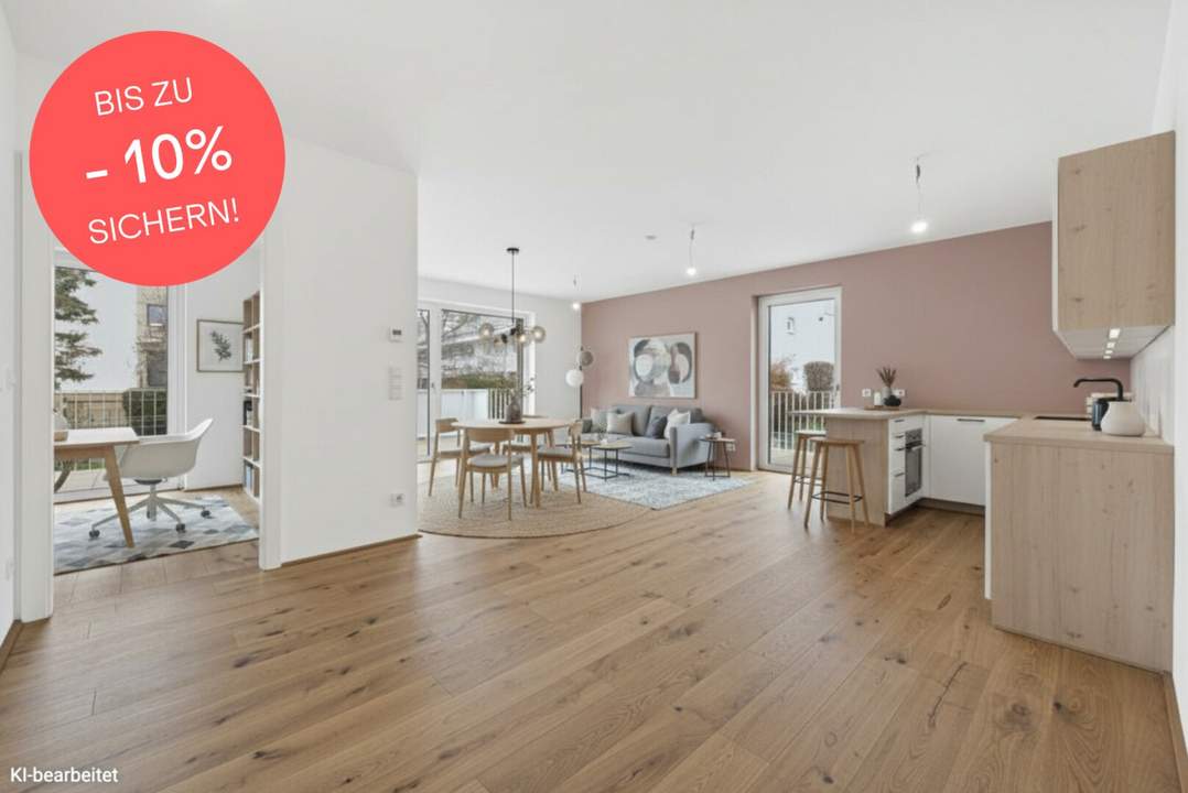 BIS ZU -10% PREISNACHLASS! 4-Zimmer-Traumwohnung mit Süd-West-Ausrichtung | 30 m² Wohnküche | 49 m² Privatterrasse | 2 Bäder | Provisionsfrei