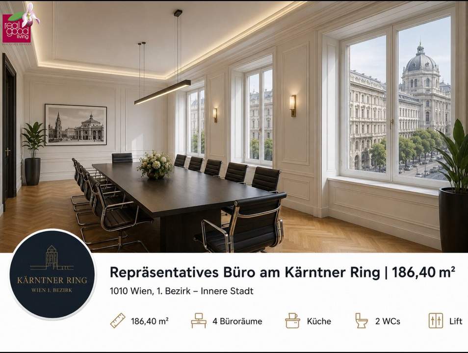 Ihre repräsentative Geschäftsadresse am Kärntner Ring – 186 m² Büro mit Klimaanlage