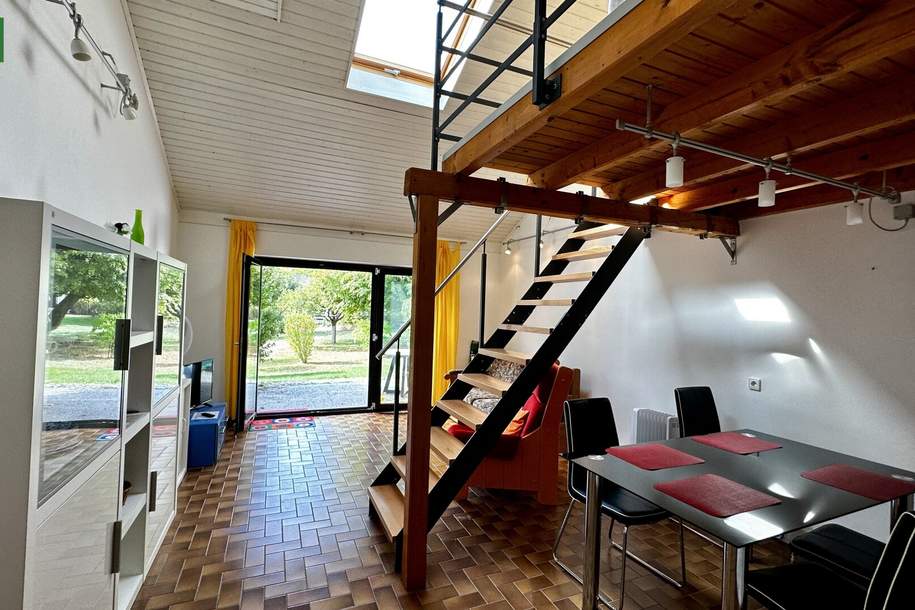 Loftartiges Reihenhaus in der Natur im Pusztawohnpark in 7091 Breitenbrunn, 10min vom Neusiedlersee, inkl. Stellplatz., Haus-miete, 980,00,€, 7091 Eisenstadt-Umgebung