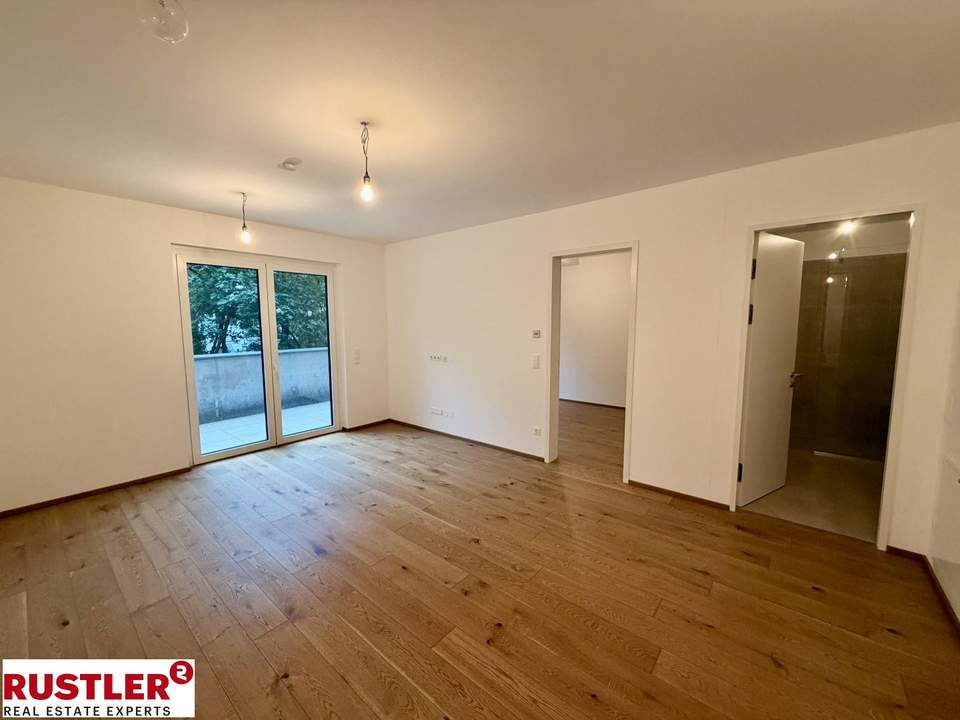 Neubau! Hofseitige 2-Zimmer-Wohnung mit Terrasse und Blick ins Grüne