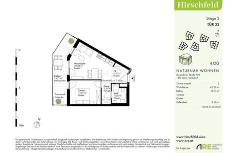 Erstbezug und provisionsfrei - Preis jetzt sichern! Hirschfeld: Von der Sonne geküsst, Wohnung-kauf, 270.000,€, 1210 Wien 22., Donaustadt