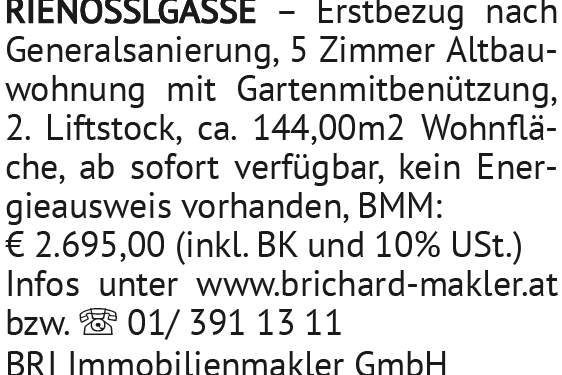 RIENÖSSLGASSE ? Erst be zug nach, Wohnung-miete, 2.695,00,€, 1040 Wien 4., Wieden