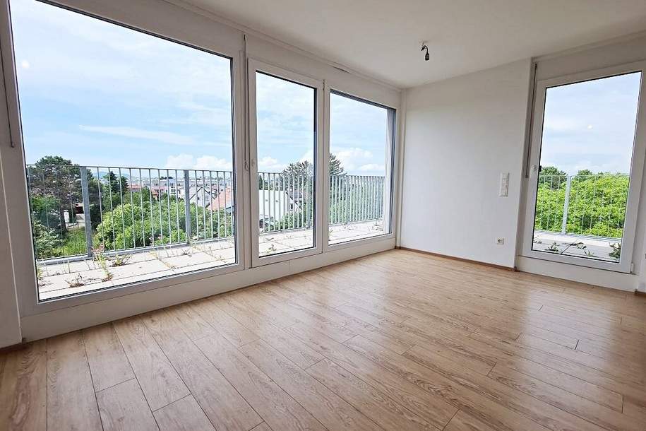 GRÜNBLICK, RUHELAGE, sonniges 46 m2 Dachgeschoß mit 20 m2 Terrasse, 2 Zimmer, Komplettküche, Wannenbad, Lavendelweg, Wohnung-miete, 990,00,€, 1220 Wien 22., Donaustadt