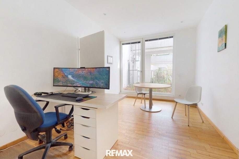 Innenhofseitiges Büro mit Terrasse und Garten beim Genochplatz, Gewerbeobjekt-miete, 912,50,€, 1220 Wien 22., Donaustadt