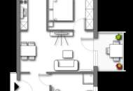 2-Zimmer-Wohnung mit Balkon, teilmöbliert