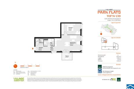 Parknähe und Urbanität – Ihr Anlageobjekt bei den PARK FLATS, Wohnung-kauf, 180.000,€, 1030 Wien 3., Landstraße