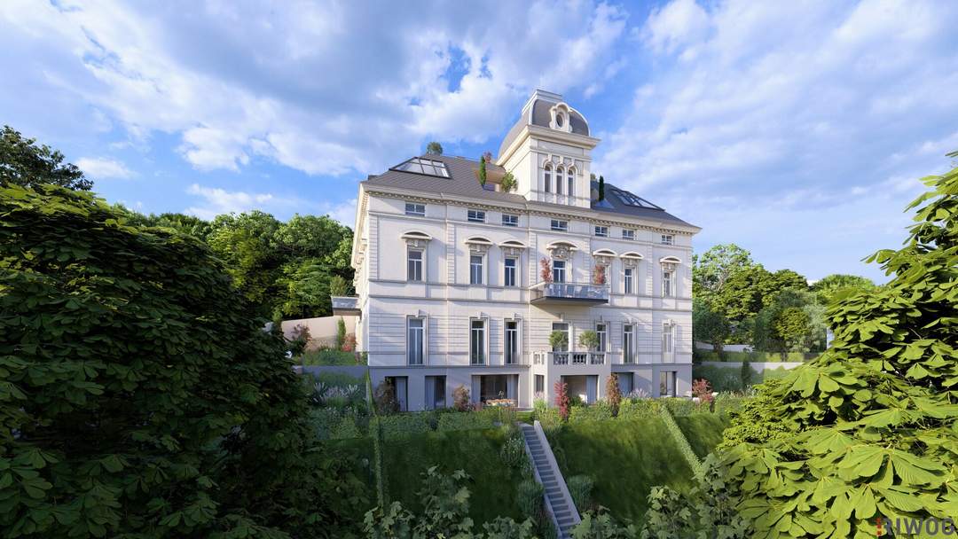 WIENTALBLICK | helle Wohnung in der historischen Villa mit 4,4m Raumhöhe &amp; Blick auf Linde | sanierungsbedürftig | Balkon geplant + Gartenoption |
