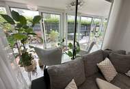DORNBIRN-Gartenwohnung/Terrassenwohnung, ca. 57 m2 plus beheizter, ganzjährig nutzbarer Wintergarten ca. 19 m2, wie ein 2. Wohnzimmer, inkl. 1 TG, direkter Zweit-Zugang über die Terrassenanlage, verschließbares Gartentor.