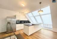 Bis Feb. 2028 befristet vermietete klimatisierte Dachgeschoss Maisonette mit 2 Terrassen und Kamin nahe Uno City!