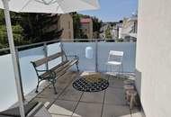 Wunderschöne, sehr ruhige, möblierte 2-Zimmer Dachgeschosswohnung mit großzügiger Terasse und Kahlenbergblick! Heizung und Warmwasser inklusive!