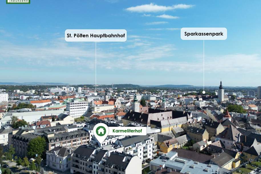 Eigengarten in ruhiger Zentrumslage! Tolle 3-Zimmer-Wohnung! Karmeliterhof, Wohnung-miete, 999,18,€, 3100 Sankt Pölten(Stadt)