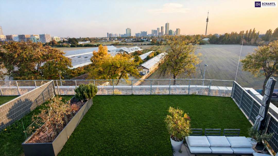 *NEUWERTIGE* vollmöblierte Dachgeschoss-OASE | über 100 m² Dach- & Gartenterrasse + Balkon | absolute Innenhof-Ruhelage - nahe Alte Donau