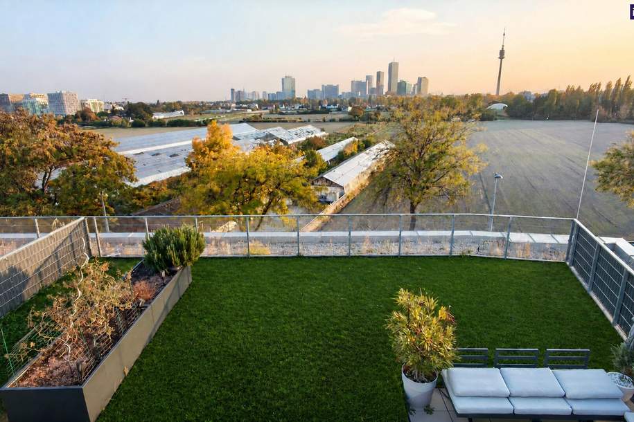 *NEUWERTIGE* vollmöblierte Dachgeschoss-OASE | über 100 m² Dach- & Gartenterrasse + Balkon | absolute Innenhof-Ruhelage - nahe Alte Donau, Wohnung-kauf, 360.000,€, 1210 Wien 21., Floridsdorf