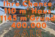 IHRE CHANCE: GEBORGENHEIT FÜR 400.000,- +3-ZIMMER-BUNGALOW +1.145 m² EIGENGRUND +GARAGE +KELLER