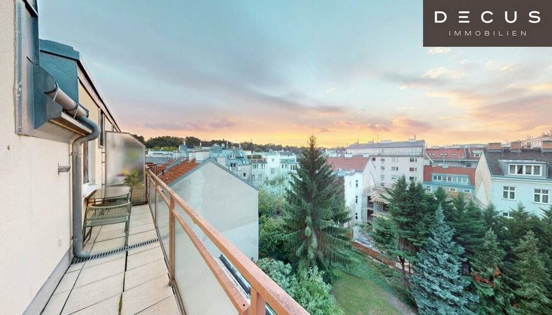 CHARMANTE DG-WOHNUNG MIT TERRASSE | INKL. SAUNA &amp; TG-PLATZ | WESTSEITIGE INNENHOFLAGE |