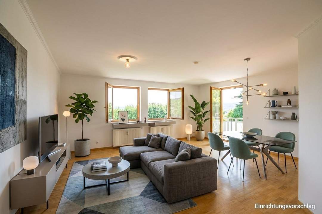 Traumhafte 2-Zimmer-Wohnung mit Balkon, Gartenzugang und Fernblick in Villach