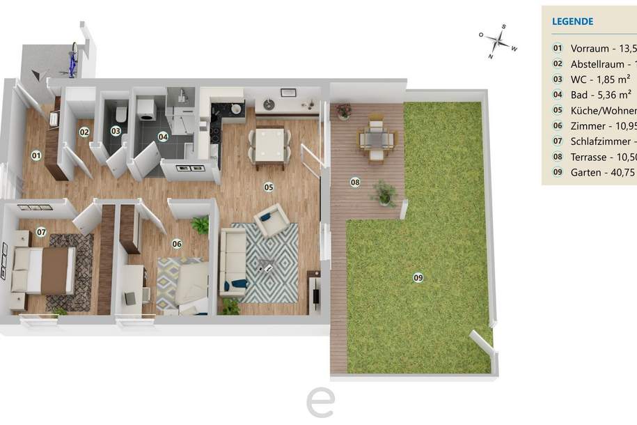 HYGGE Wohnen Top A0.1 - 74,62m² im Erdgeschoss mit eigenem Garten &amp; Terrasse, Wohnung-kauf, 4600 Wels(Stadt)