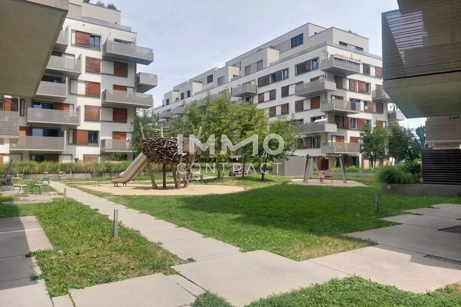 Fitness, Sauna, Garten & Gemeinschaftsraum im Haus/ Moderne 2-Zimmer-Wohnung mit Balkon nahe U2 Aspernstraße, Wohnung-miete, 1.075,00,€, 1220 Wien 22., Donaustadt