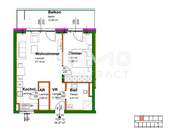 54,17qm geförderte 2ZI- Balkon-Wohnung, zzgl. 1Tiefgaragenstellplatz