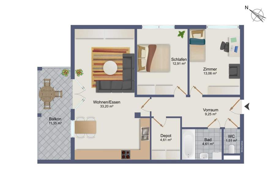 Vermietete Anlegerwohnung in Leutschach!, Wohnung-kauf, 129.000,€, 8463 Leibnitz
