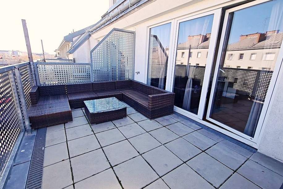 DACHGESCHOSS, FERNBLICK, 48 m2 Neubau mit 13 m2 Balkon, Wohnküche, 1 Zimmer, Duschbad, Garage möglich, U3-Nähe, vermietet, Wohnung-kauf, 239.000,€, 1110 Wien 11., Simmering