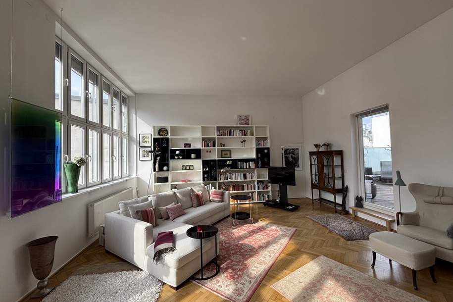 1040! Stylische DG-Wohnung mit ca. 43 m² großer Terrasse ab Juni 26!, Wohnung-miete, 2.796,18,€, 1040 Wien 4., Wieden