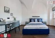 Leben im historischen „Freihof“ in Döbling: großzügige 3 Zimmer Wohnung mit Blick auf die Donau - Optional mit Parkplatz & Garten mit Pool