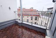 NASCHMARKT-NÄHE, 47 m2 Dachgeschoss mit Terrasse, 2 Zimmer, Komplettküche, Wannenbad, Parketten, Eggerthgasse