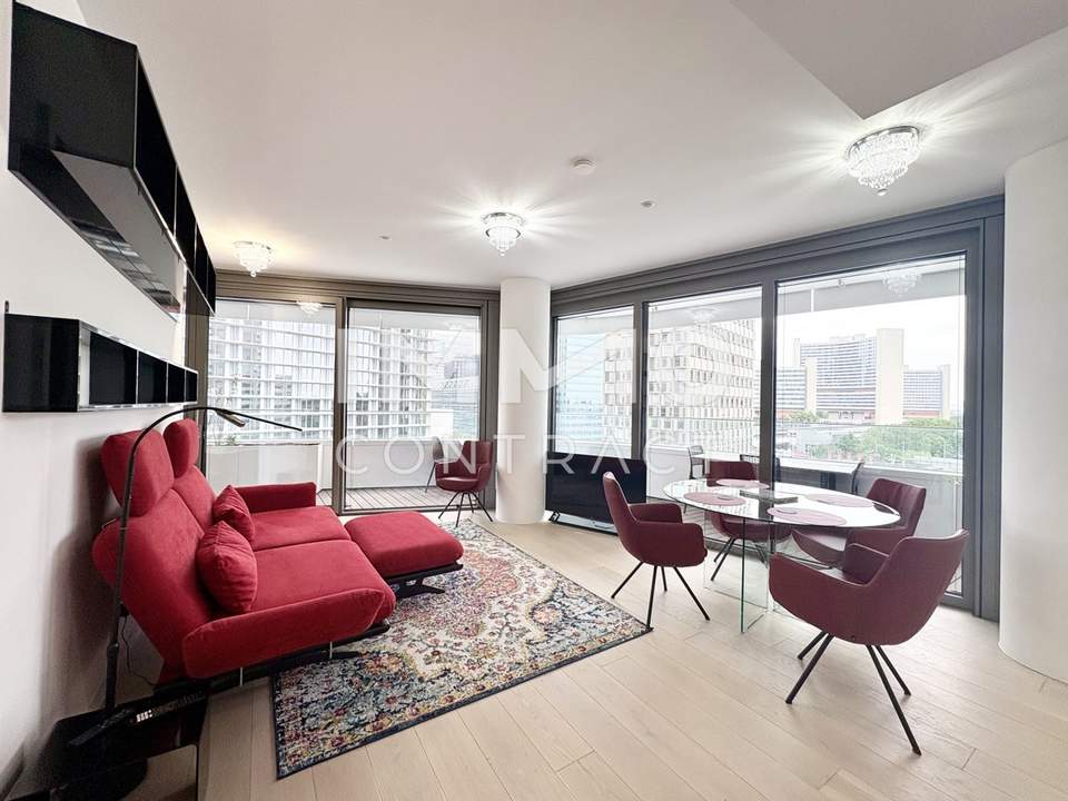 DANUBEFLATS: Attraktiv möbliertes Apartment mit tollem Balkon - Pool, Sauna, Gym, Lounges, Billa