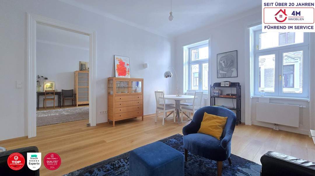 ✨ 3,20 m Raumhöhe, Parkett &amp; Gründerzeitflair – Altbau im 8. Bezirk 🏡