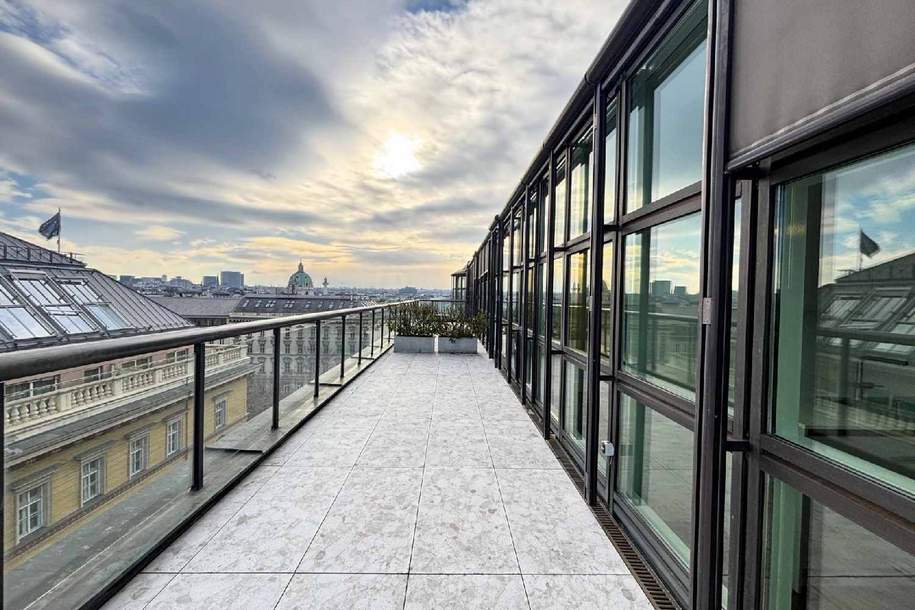 Sky Living: Großzügige Dachwohnung mit 2 Terrassen & Glaskuppel an der Ringstraße, Wohnung-miete, 5.490,00,€, 1010 Wien 1., Innere Stadt