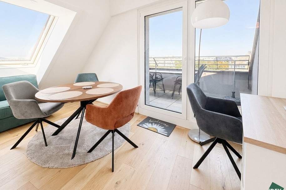 Bauteilaktivierung für angenehmes Raumklima I Dachgeschosswohnung mit 9,5 m² Terrasse | 2 Zimmer | U3 Kendlerstraße in 1 Gehminute, Wohnung-miete, 999,00,€, 1140 Wien 14., Penzing