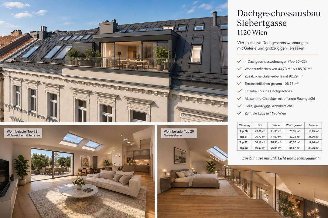 Baubewilligtes Projekt - Exklusive Dachgeschosswohnungen mit Galerie & großzügigen Terrassen