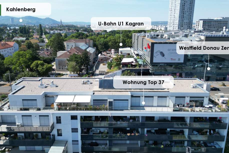 WOHNTRAUM mit ATEMBERAUBENDEN WEITBLICK, welcher Ihre Freunde begeistern wird! DIREKT BEI U1 - Donauzentrum! Tiefgarage (Baurecht). - WOHNTRAUM, Wohnung-kauf, 699.900,€, 1220 Wien 22., Donaustadt