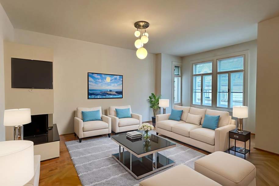 1030, nahe Wien/Mitte! Repräsentative 4-Zimmer Altbauwohnung mit Kamin und Balkon!, Wohnung-miete, 4.624,05,€, 1030 Wien 3., Landstraße