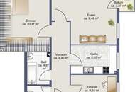 Natur vor der Tür, Komfort im Grundriss: 3 Zimmer. Grünblick, Balkon &amp; Garage