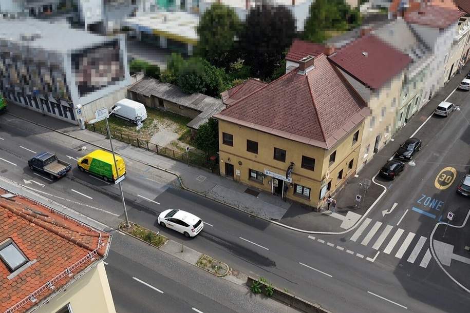 214 m² großes Grundstück mit Altbestand - Widmung: Kerngebiet 0,8 - 2,5!, Grund und Boden-kauf, 268.000,€, 8020 Graz(Stadt)