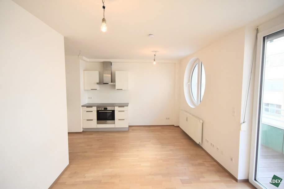 Attraktive 1-Zimmer-Wohnung mit Balkon direkt an der Donau, Wohnung-miete, 799,00,€, 1220 Wien 22., Donaustadt