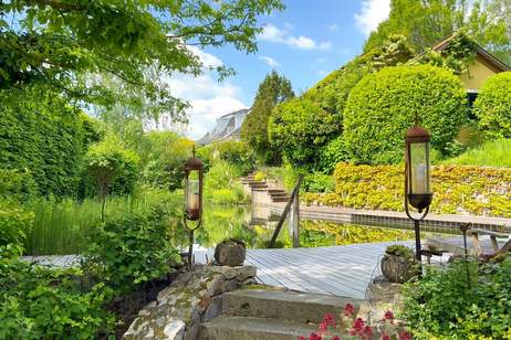 URLAUBSFEELING PUR! Eigenheim in mediterranem Stil mit Traumgarten und Badeteich! Absolute Privatsphäre!, Haus-kauf, 2.980.000,€, 1170 Wien 17., Hernals