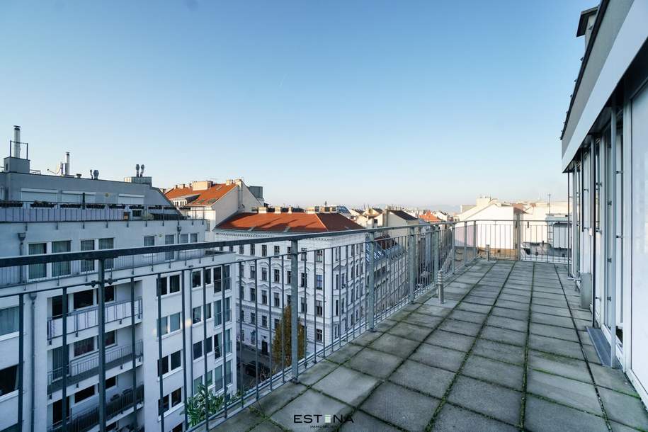 Sonnige Dachgeschosswohnung mit Weitblick beim Andreaspark, Wohnung-miete, 3.275,00,€, 1070 Wien 7., Neubau