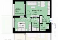 Neuwertige 2-Zi Wohnung mit Loggia, Lift &amp; Tiefgarage in Donaustadt – Erstbezug!