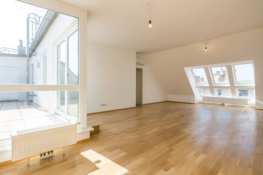 ++ Fantastischer 4-Zimmer DG-Wohnung mit 20m² Terrasse, tolle LAGE in 1080! KLIMAANLAGE!
