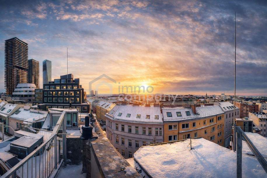 Neue 3-Zimmer-DG-Wohnung mit Panoramafenstern &amp; großer Terrasse - U3-Nähe, Wohnung-kauf, 485.000,€, 1030 Wien 3., Landstraße