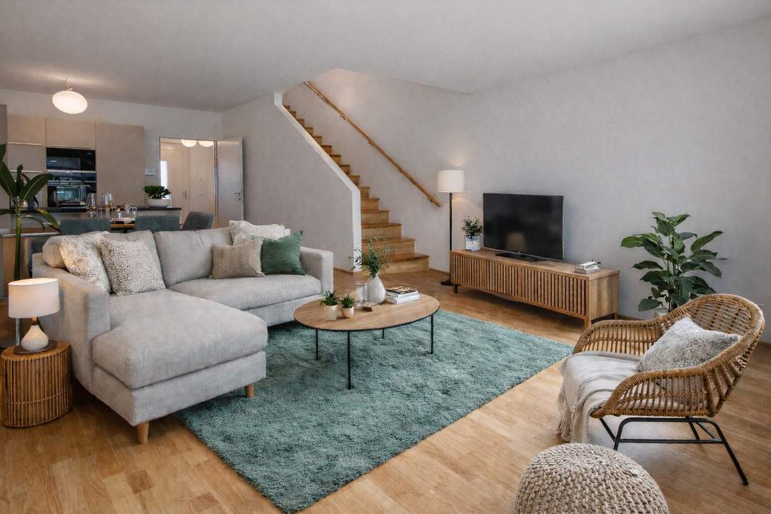 Hochwertiges Reihenhaus (Ziegelmassivbau) mit 4,5 Zimmern, Eigengarten, Dachterrasse, Keller u. Garagenplatz, provisionsfrei!