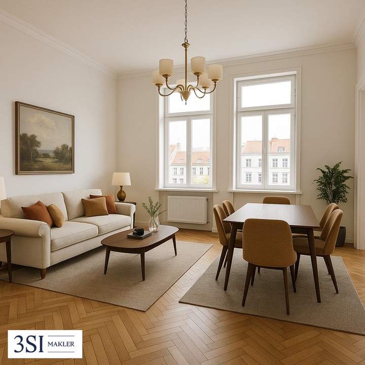 Lichtdurchflutet, Top angebunden und großzügig geschnitten - Elegante 4-Zimmer-Altbauwohnung mit Weitblick - in Top-Lage des 4. Bezirks beim Wiener Hauptbahnhof