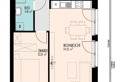 NEUBAU I 3-Zimmer-Wohnung über den Dächern von Graz mit riesigem Balkon, Wohnung-miete, 1.012,10,€, 8020 Graz(Stadt)
