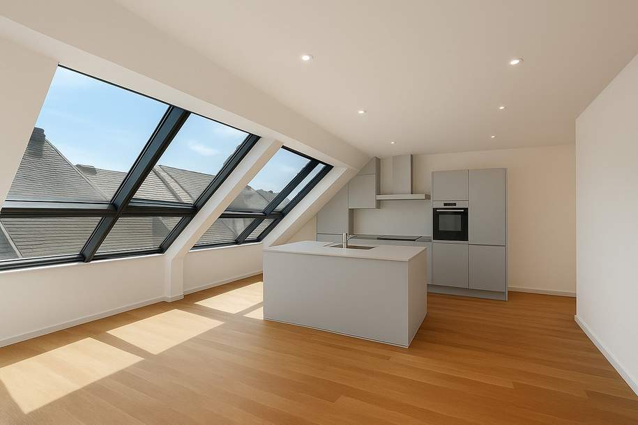 ÜBER DEN DÄCHERN AM NASCHMARKT I Stilvolle Maisonette mit Panoramablick &amp; Terrasse I Premium-Ausstattung I direkt bei der U-Bahn, Wohnung-kauf, 1.498.000,€, 1040 Wien 4., Wieden